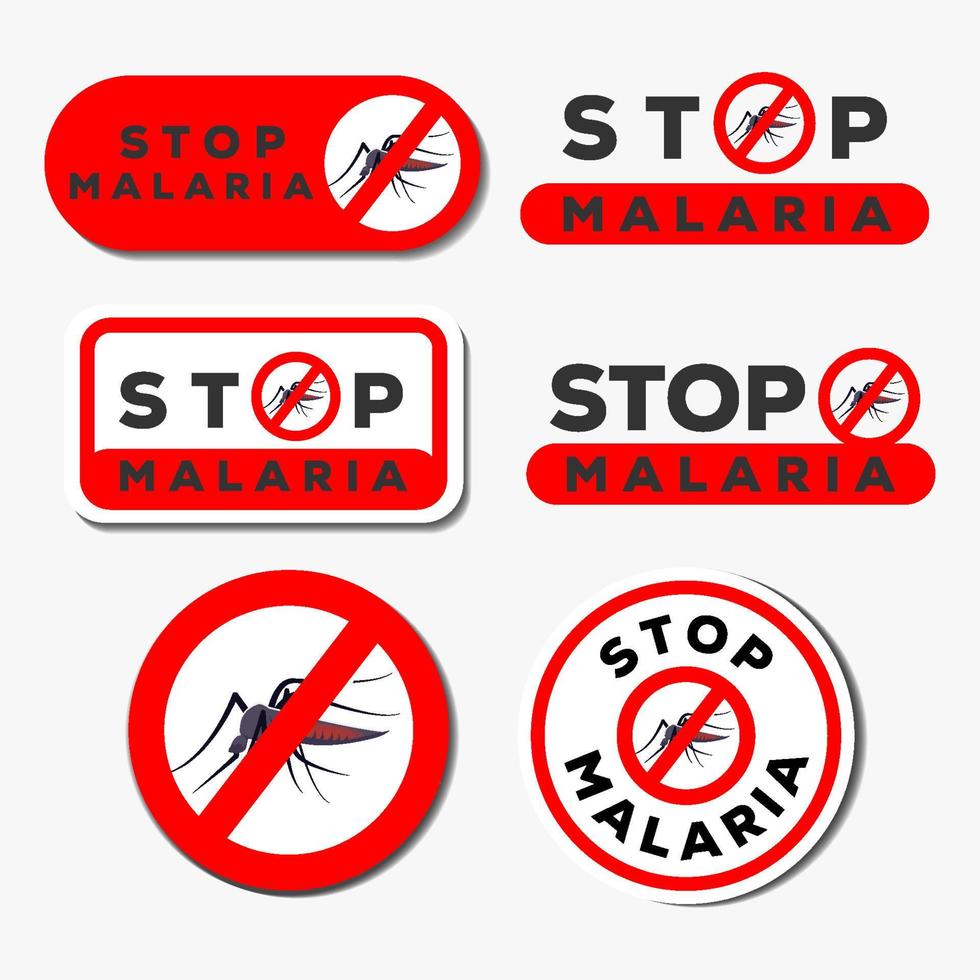 Malaria stoppen. sammlungssymbol oder zeichen stoppen malaria vektor