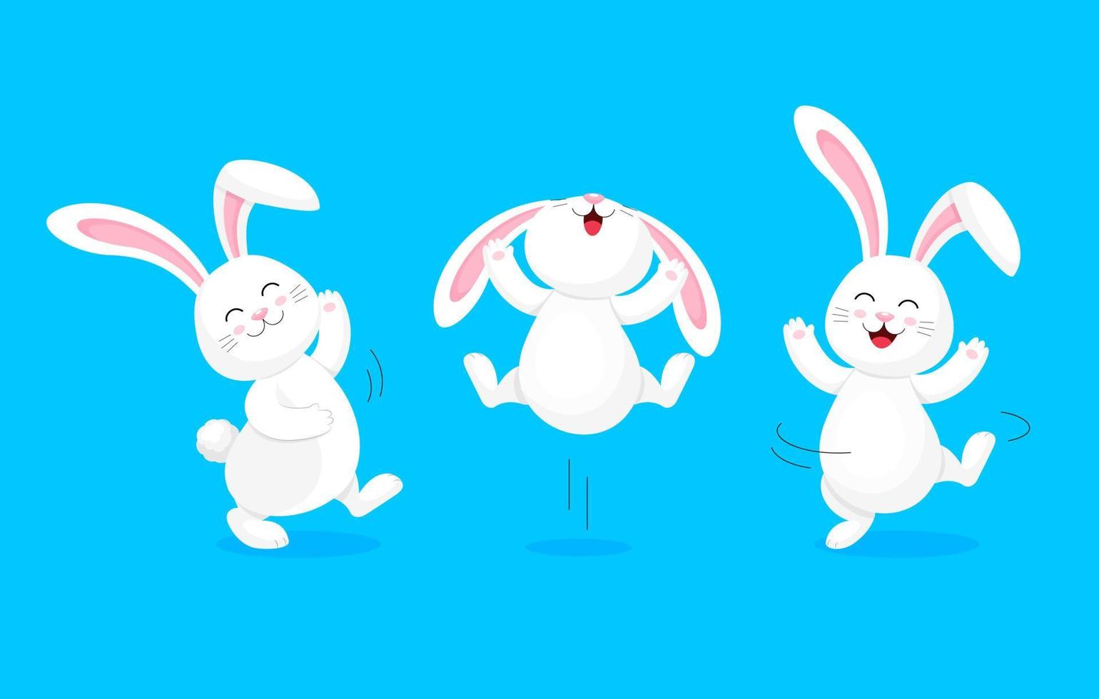 vit kanin hoppar och dansar. seriefigur design. vektor