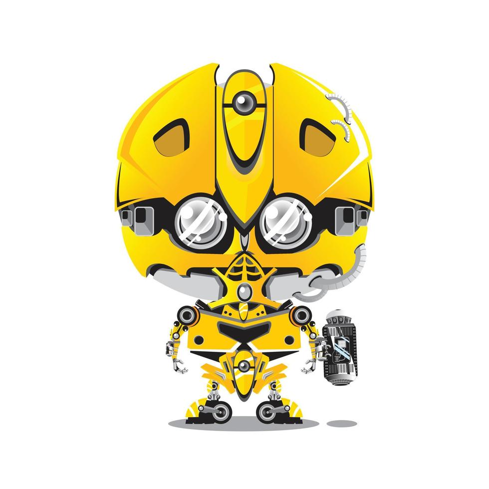 robot vektor söt gul på en vit bakgrund