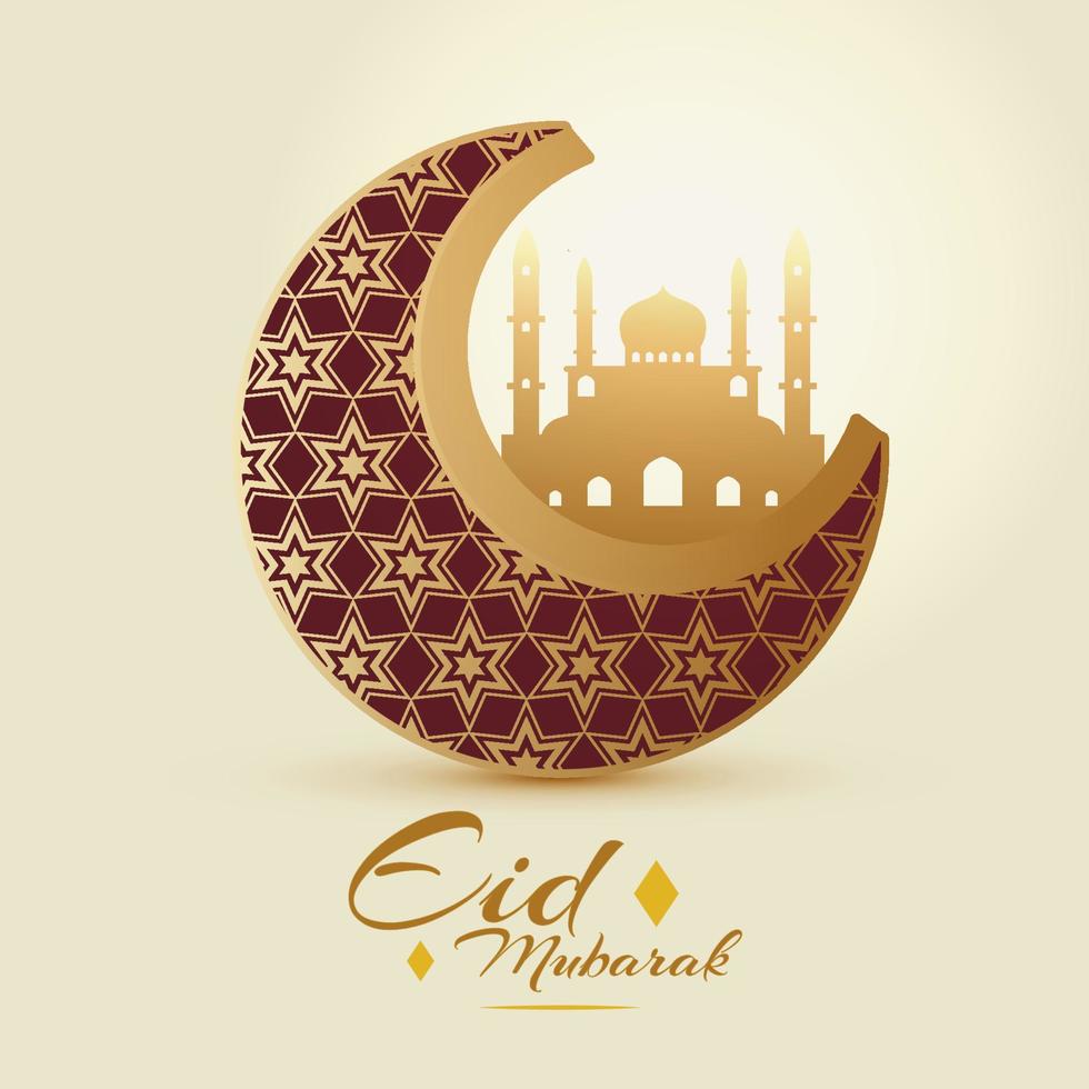 eid mubarak, eid al adha, eid al fitr, hälsningar, firande, kalligrafi 3d-kort affisch vektor banner
