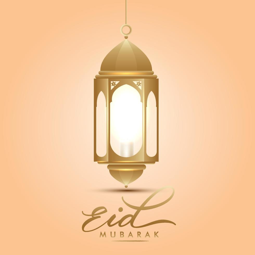 eid mubarak, eid al adha, eid al fitr, realistisk islamisk lamplykta vektor