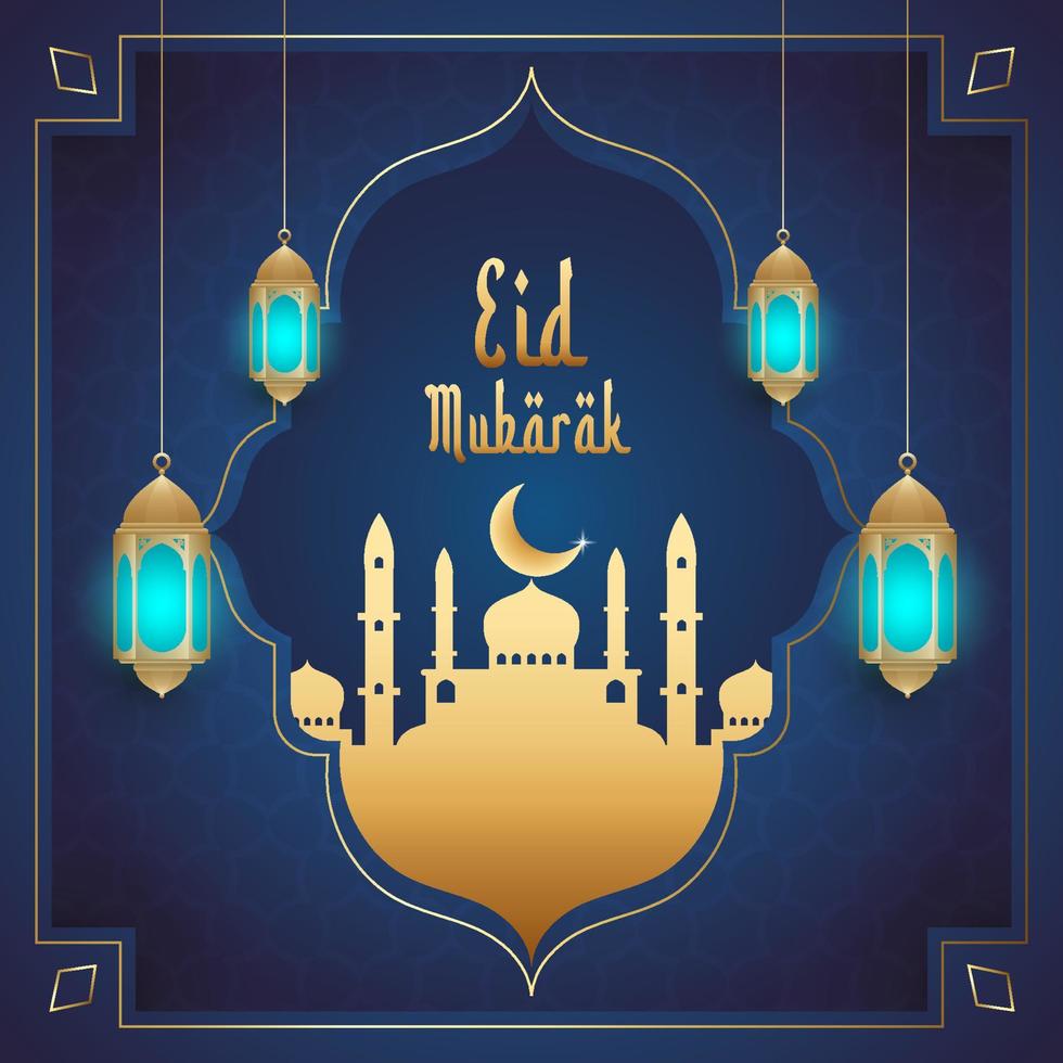 eid mubarak, glückliches eid al adha, eid al fitr schöner kalligraphiegrußkarten-plakatvektor vektor