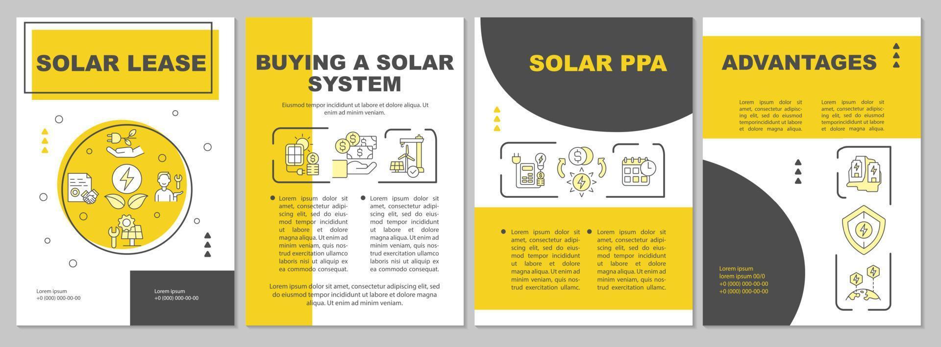 solenergi får sätt gul broschyr mall vektor
