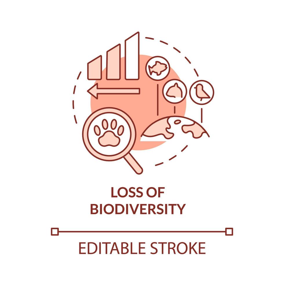 förlust av biologisk mångfald röd konceptikon vektor