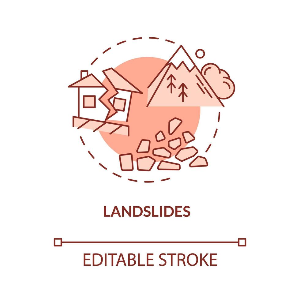 Symbol für das rote Konzept von Erdrutschen vektor