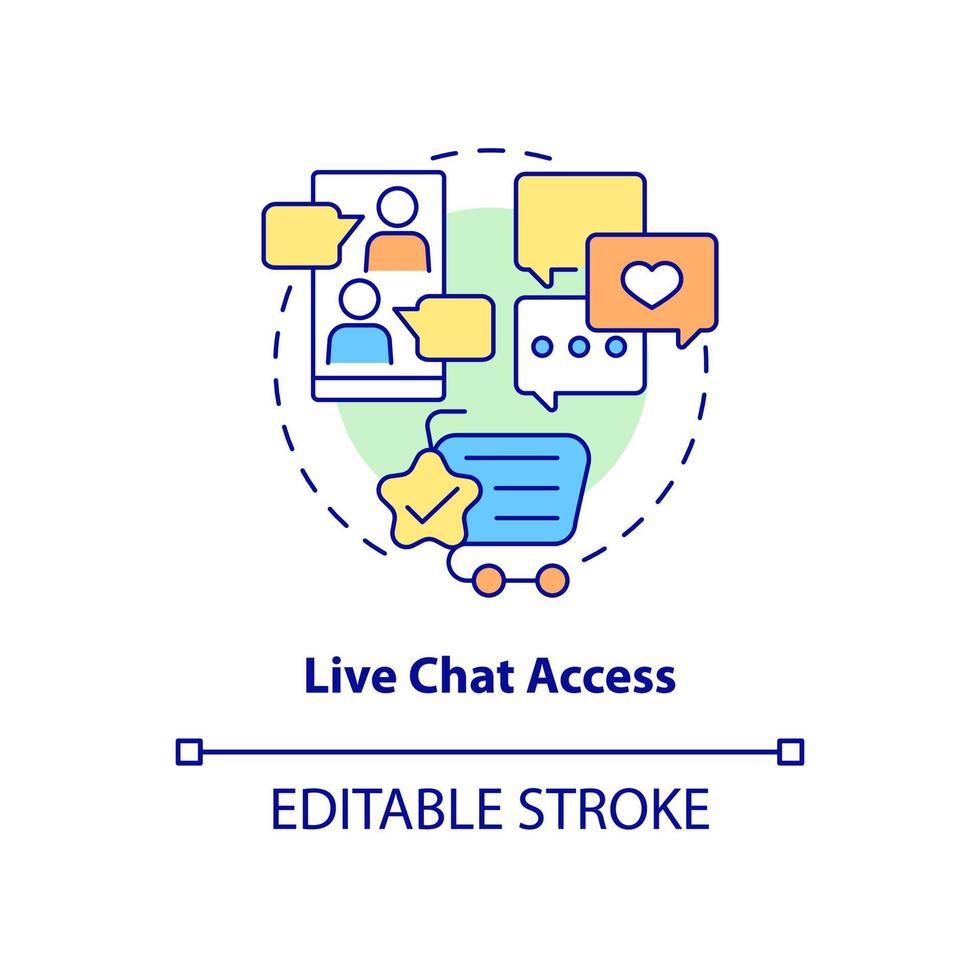 live chat åtkomst koncept ikon. betald prenumeration fördelar abstrakt idé tunn linje illustration. isolerade konturritning. redigerbar linje. roboto-medium, otaliga pro-bold typsnitt som används vektor