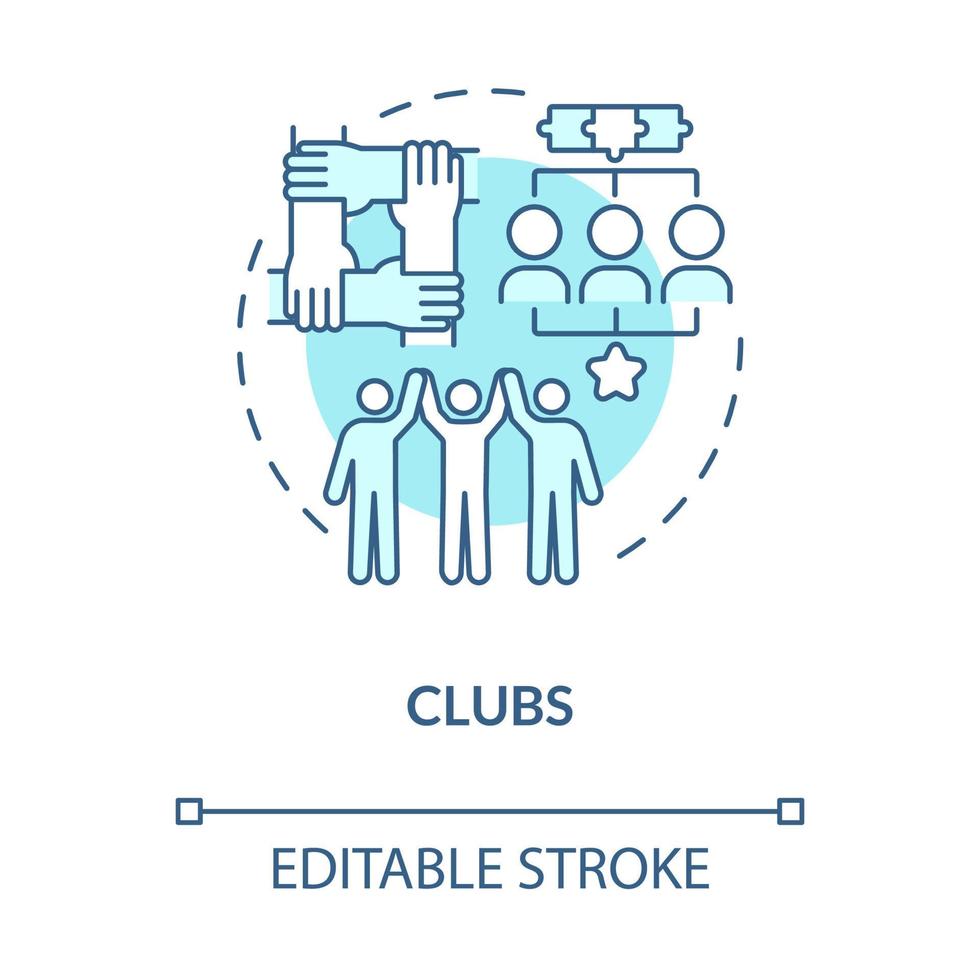 blaues Konzeptsymbol für die Teilnahme an sozialen Clubs. Volksvereinigung Vorbildfunktion in der Gemeinschaft. gruppenengagement abstrakte idee dünne linie illustration. Vektor isolierte Umrissfarbe Zeichnung. editierbarer Strich