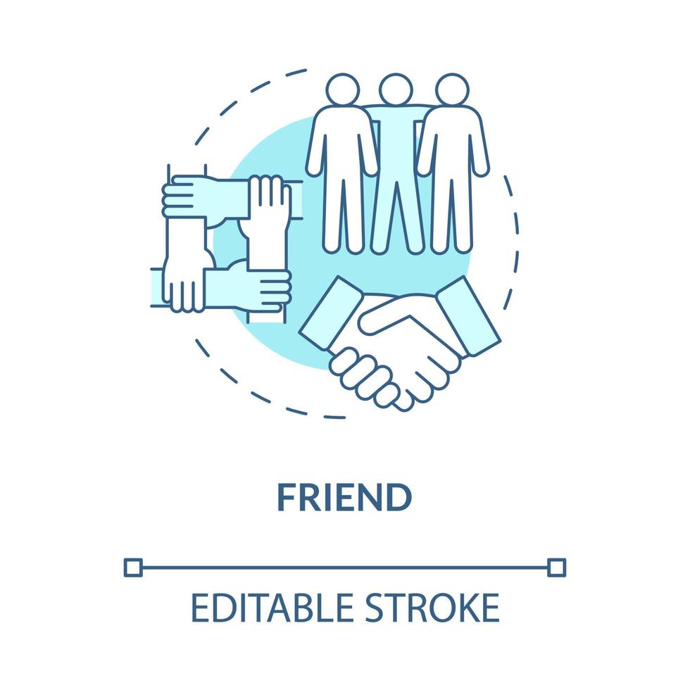 socialt deltagande för vänner blå konceptikon. vänskap roll typ i samhället, samhället abstrakt idé tunn linje illustration. vektor isolerade kontur färgritning. redigerbar linje