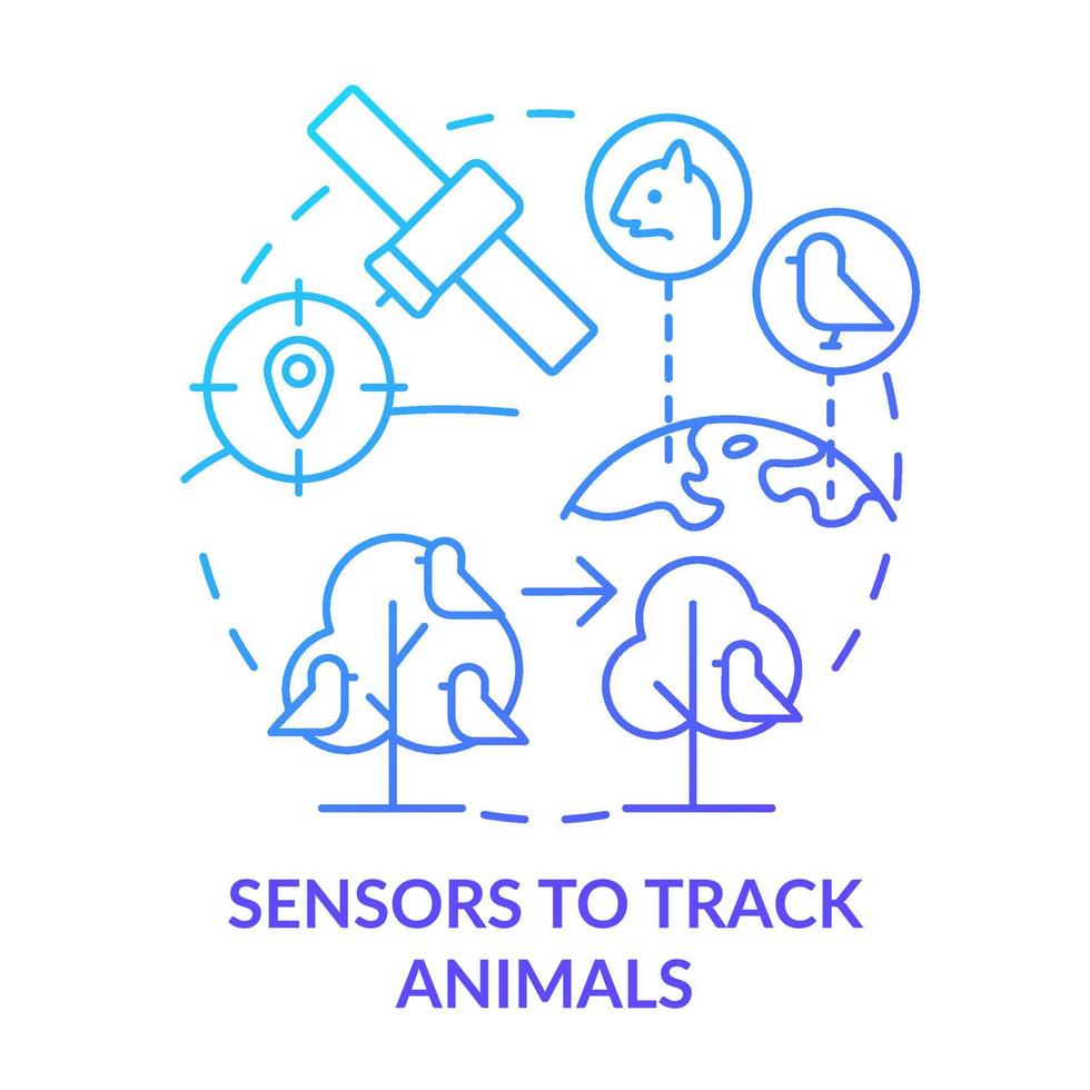 sensorer för att spåra djur blå gradient konceptikon vektor
