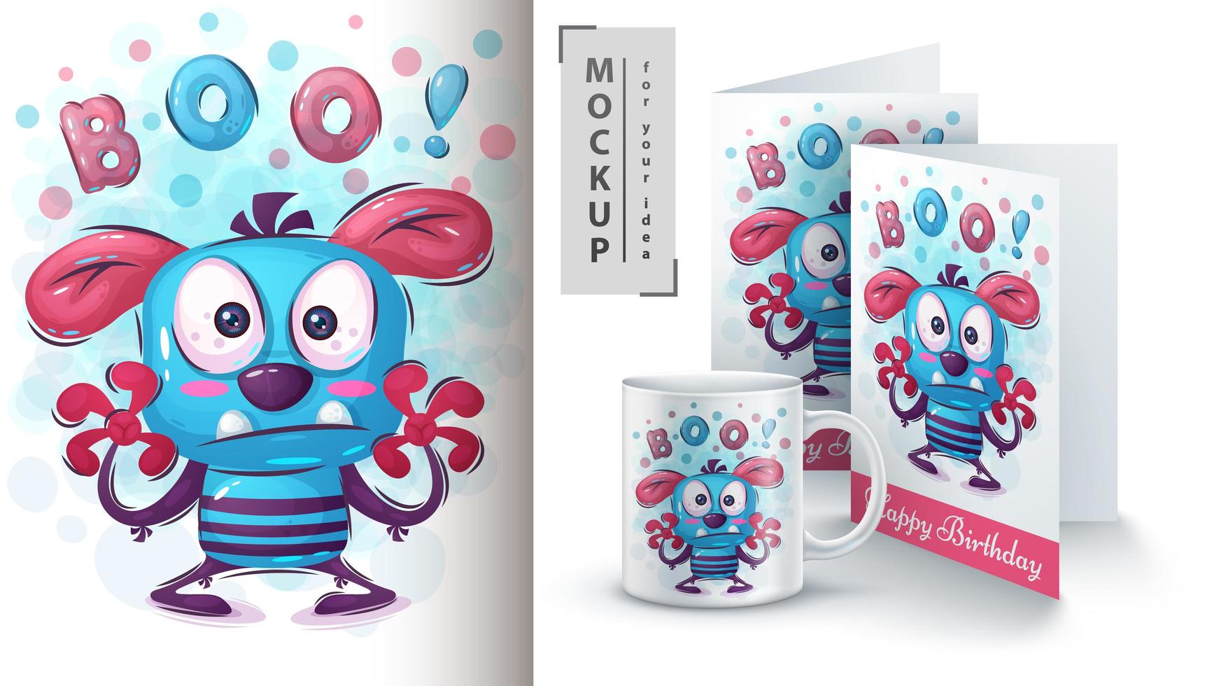 boo monster affisch och merchandising vektor