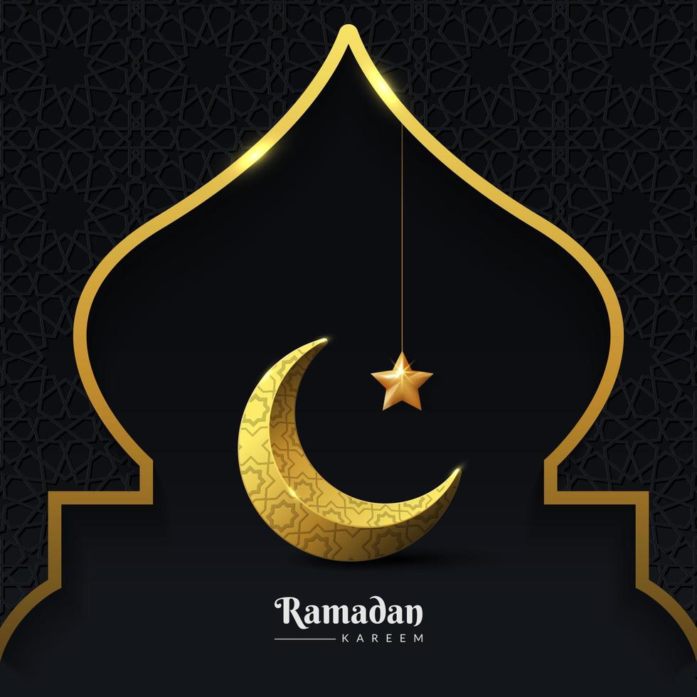 eleganter ramadan kareem hintergrund mit halbmond dekorativ vektor