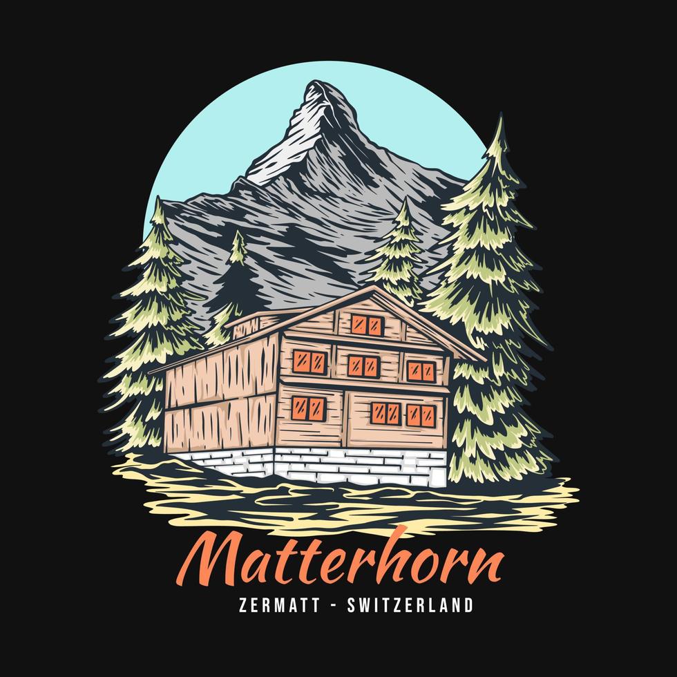 Matterhorn Mountain Illustrationslogo vektor