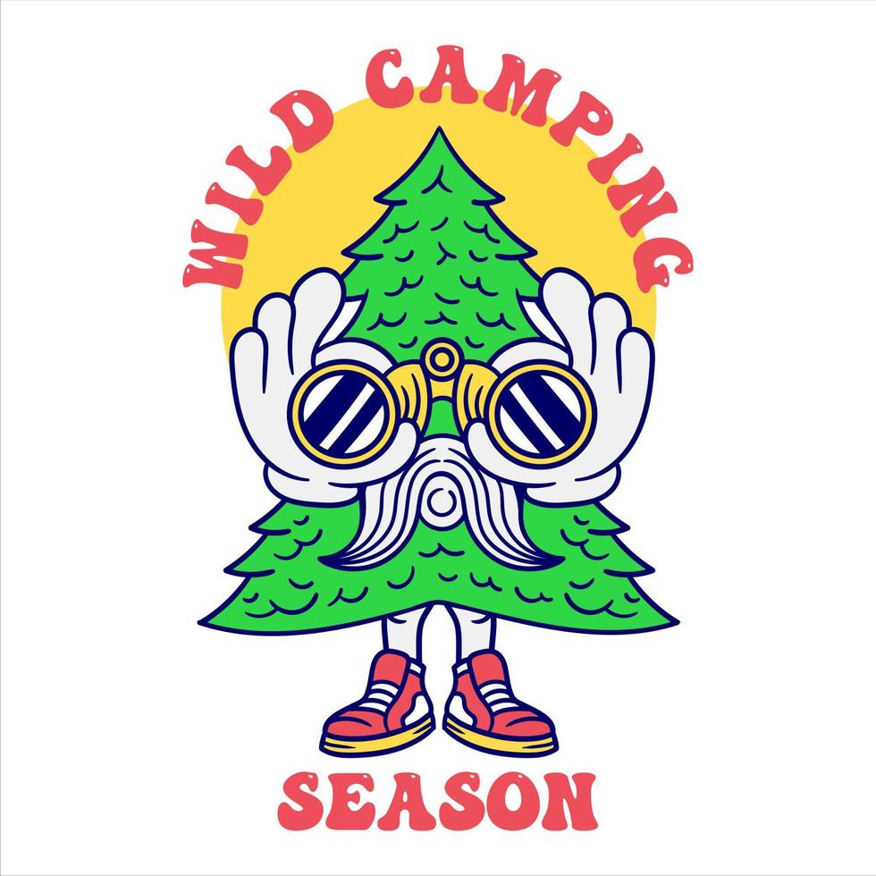 vild camping säsong trendig t-shirt design vektor