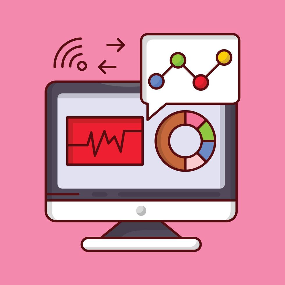 monitor analytische vektorillustration auf einem hintergrund. hochwertige symbole. Vektorsymbole für Konzept und Grafikdesign. vektor