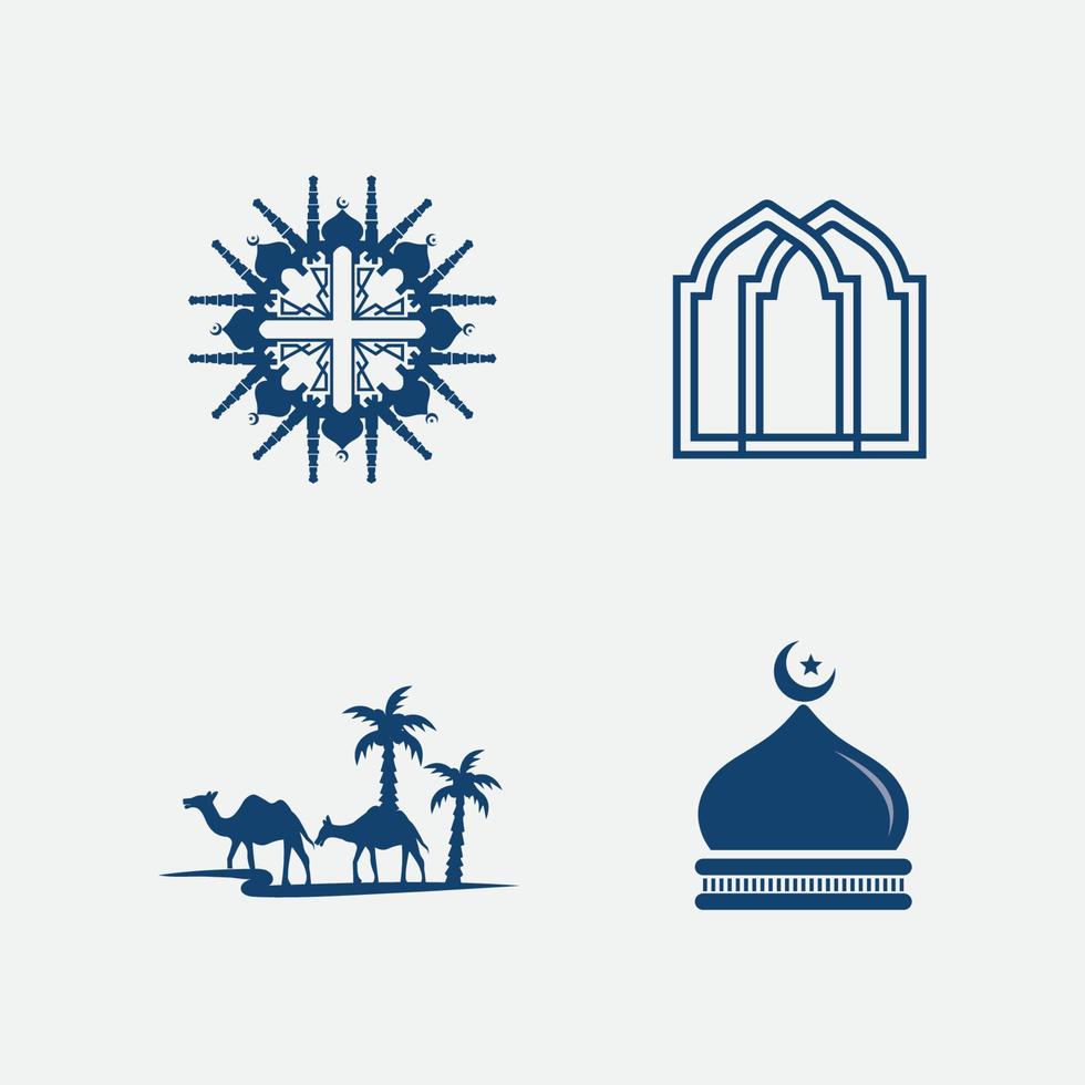 kreatives arabisches islamisches ramadan kareem in halbmondform mit lampe für heiligen monat der feier des moslemischen gemeinschaftsfestes vektordesignillustration vektor