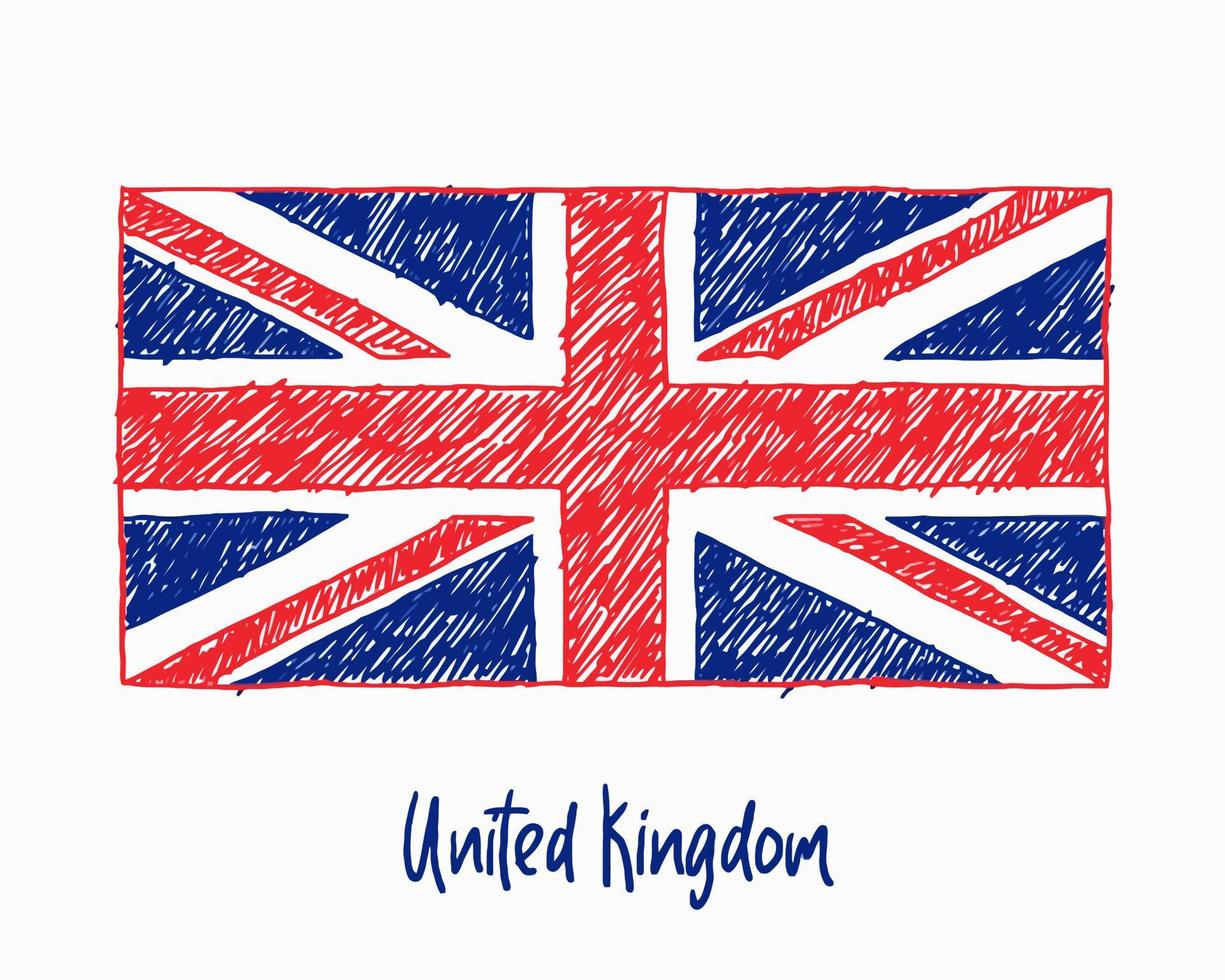 Flaggenmarkierung des Vereinigten Königreichs oder Bleistiftskizzen-Illustrationsvektor vektor