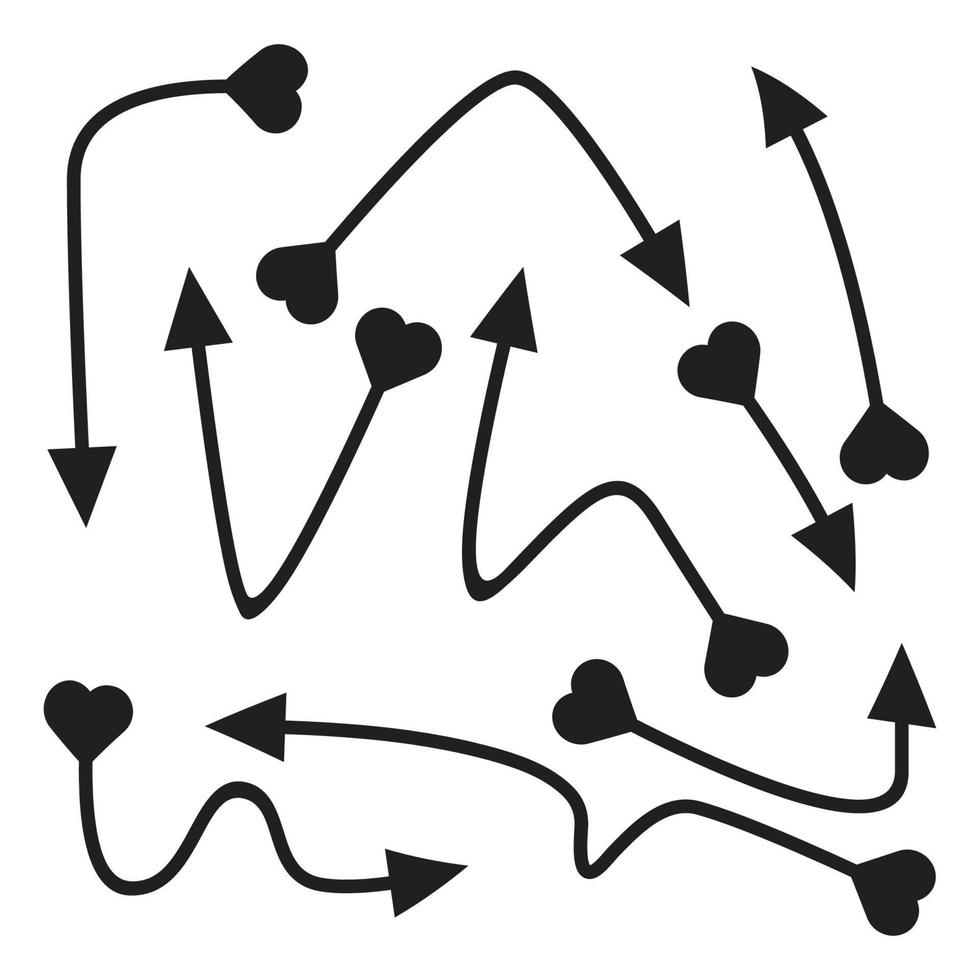 gebogener pfeil und herzförmige schwanzillustration vektor