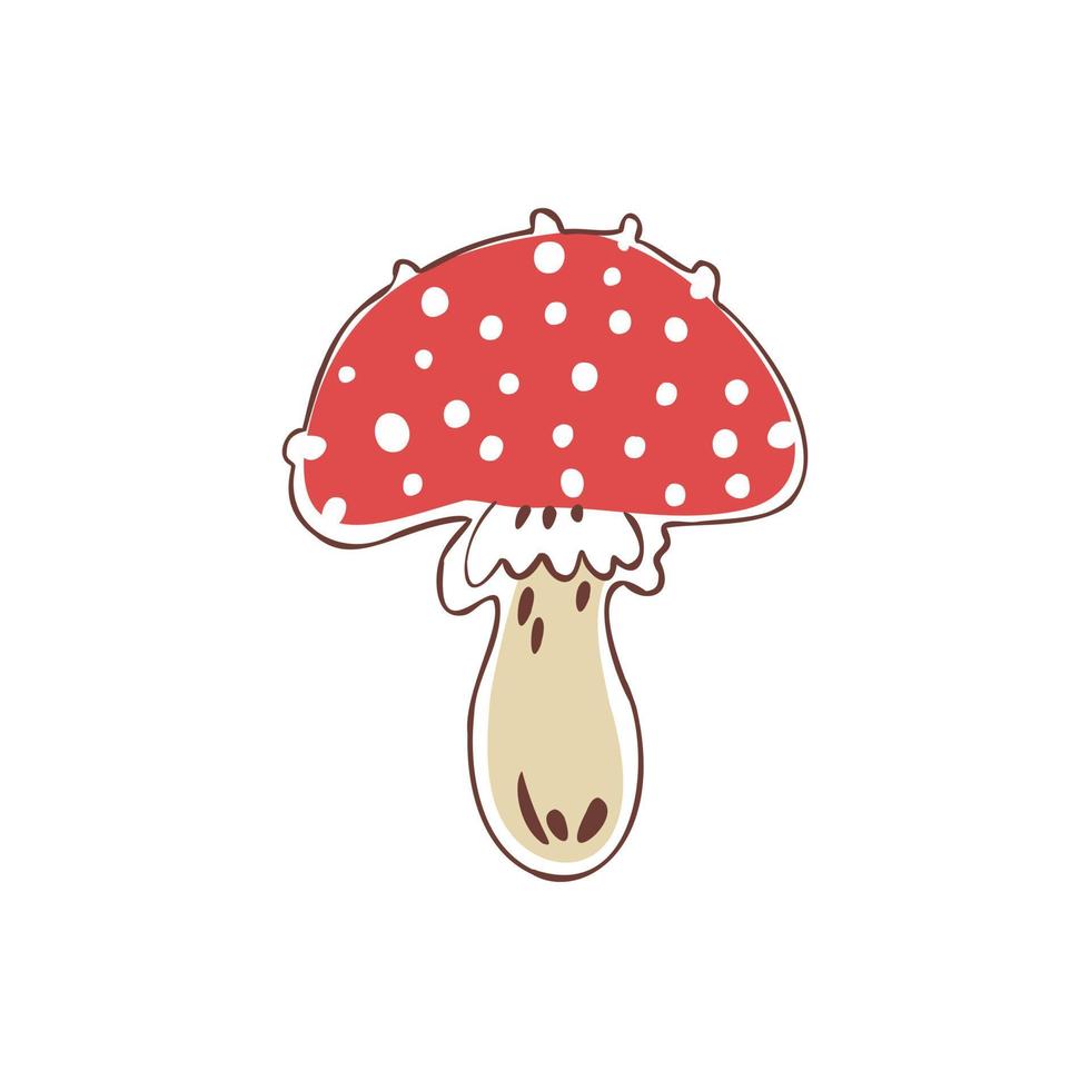 svamp flugsvamp-amanita muscaria, handritad vektorillustration. vektor