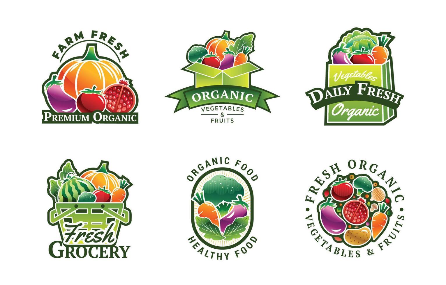 Logo-Set für Lebensmittel mit frischen Produkten vektor