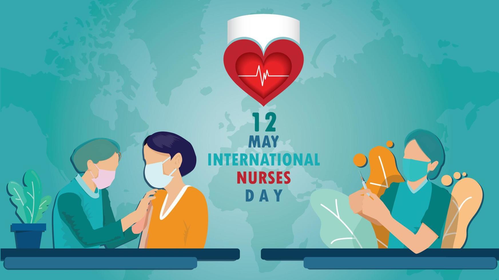 internationella sjuksköterskedagen, världssköterskedagen, sjuksköterska, internationella barnmorskedagen, kampen mot corona. vektor