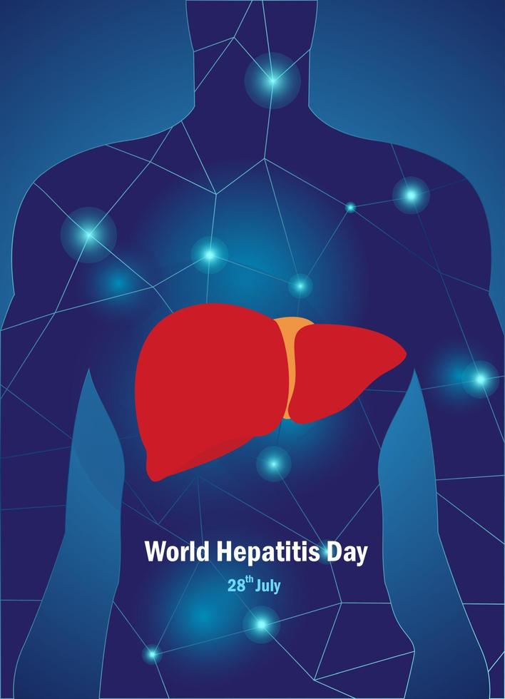 begreppet hepatit. vektorillustration, banderoll eller affisch för världshepatitdagen. vektor