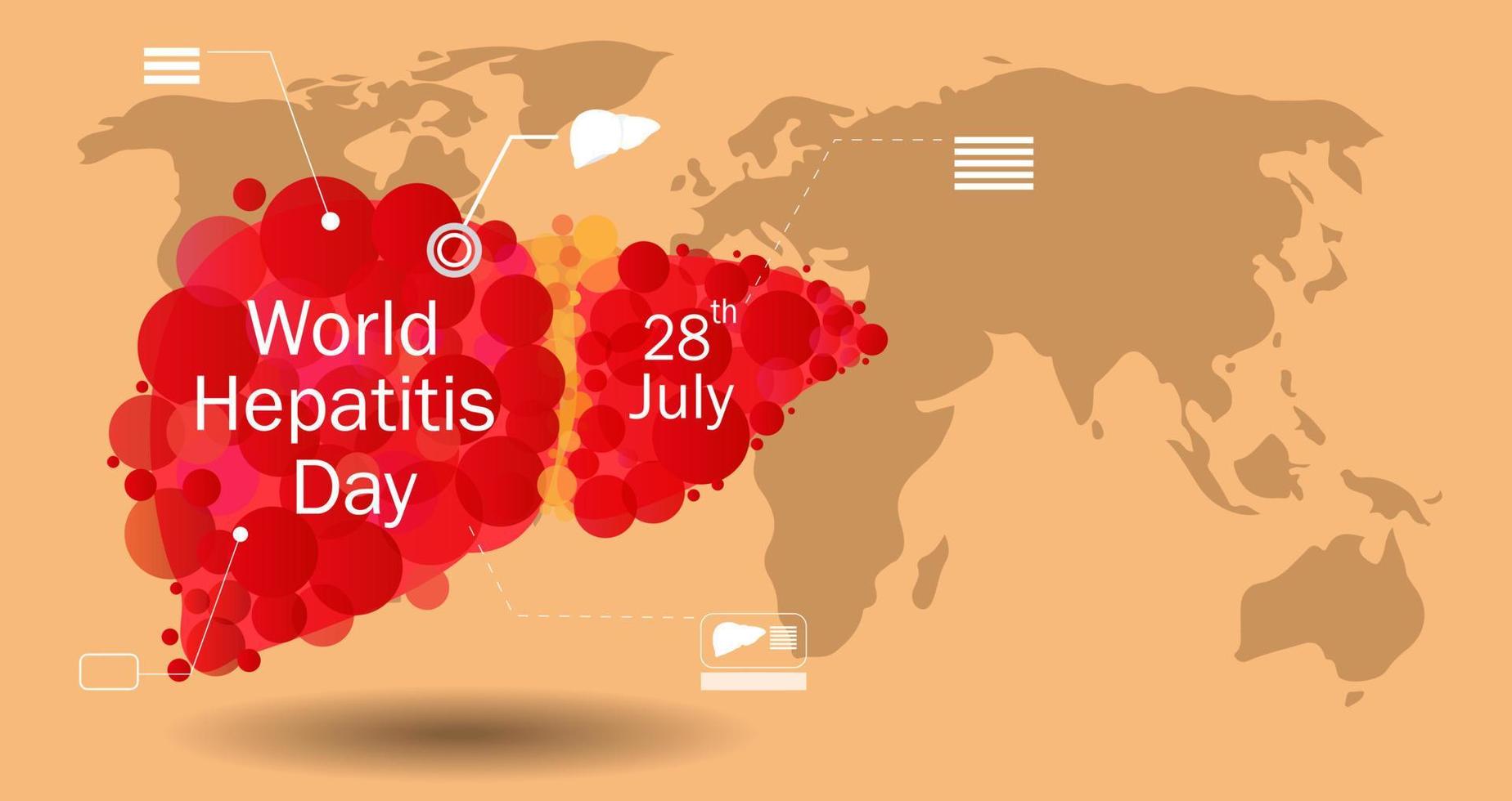 begreppet hepatit. vektorillustration, banderoll eller affisch för världshepatitdagen. vektor