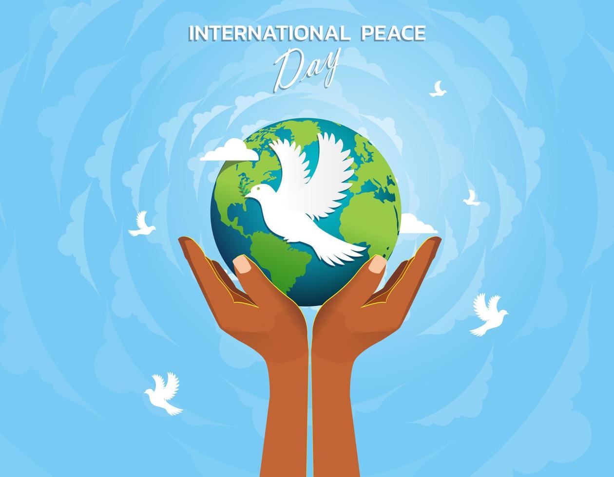 Konzept des internationalen Friedenstages. Illustrationskonzept gegenwärtige Welt des Friedens. Vektor veranschaulichen.