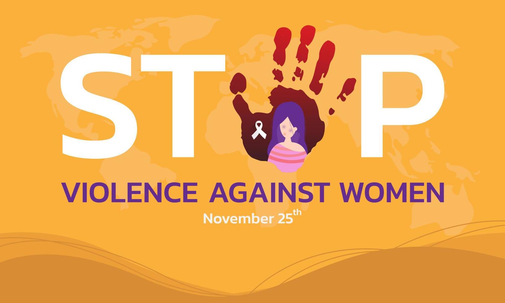 vektorillustration av en bakgrund för internationella dagen för avskaffande av våld mot kvinnor vektor