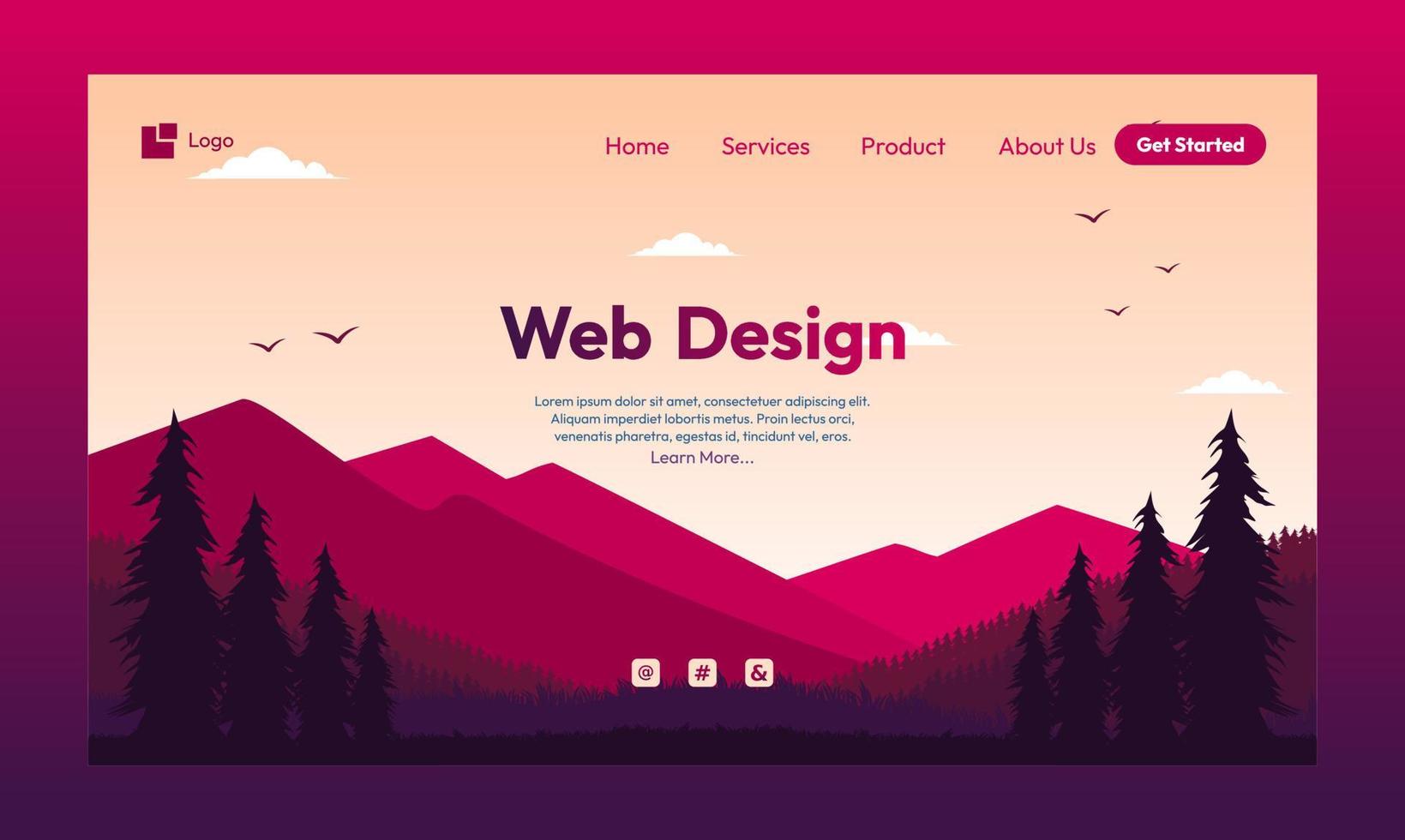 Natur Berg Vektor Illustration Landing Page