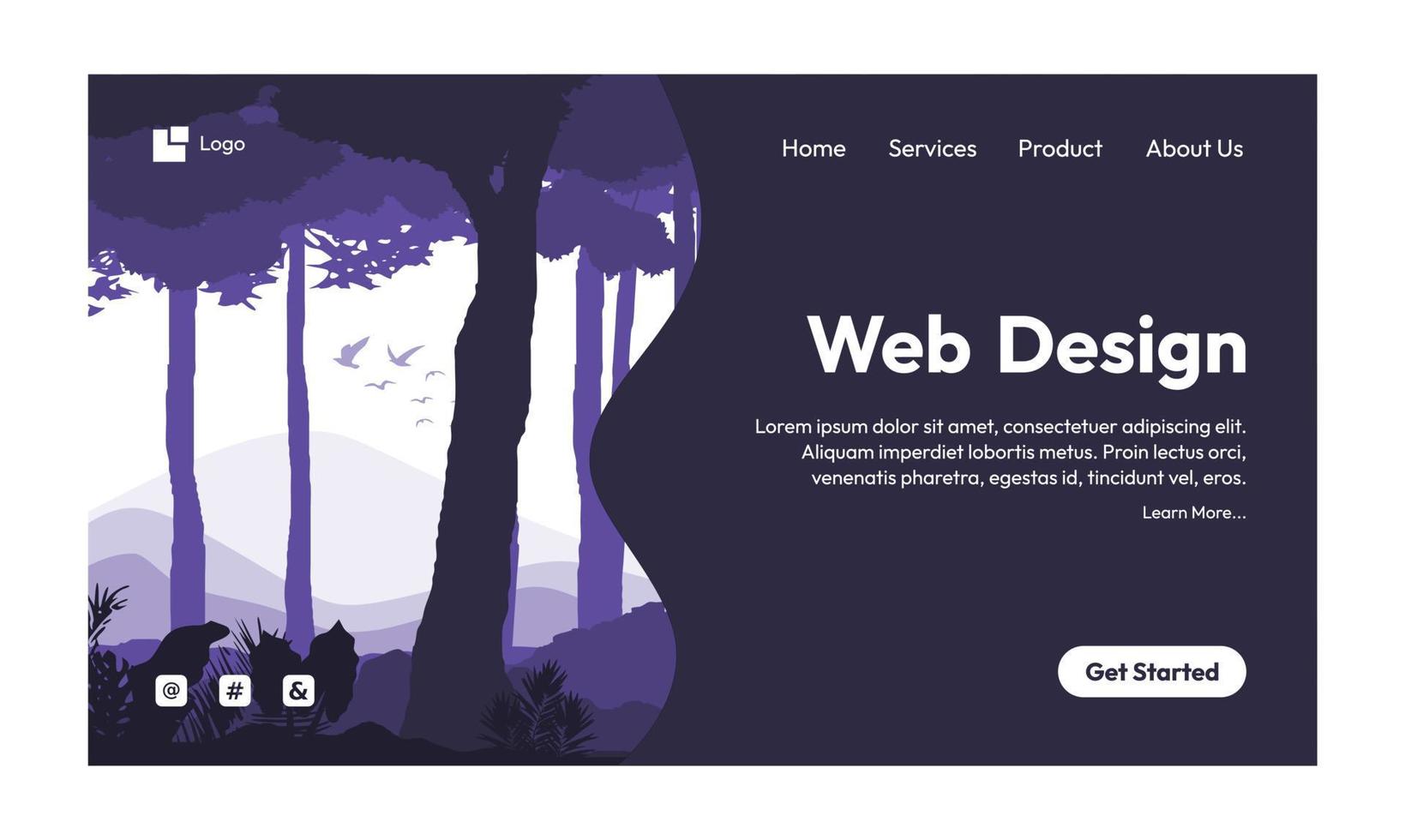 webdesign naturlandschaft flache design-landingpage vektor