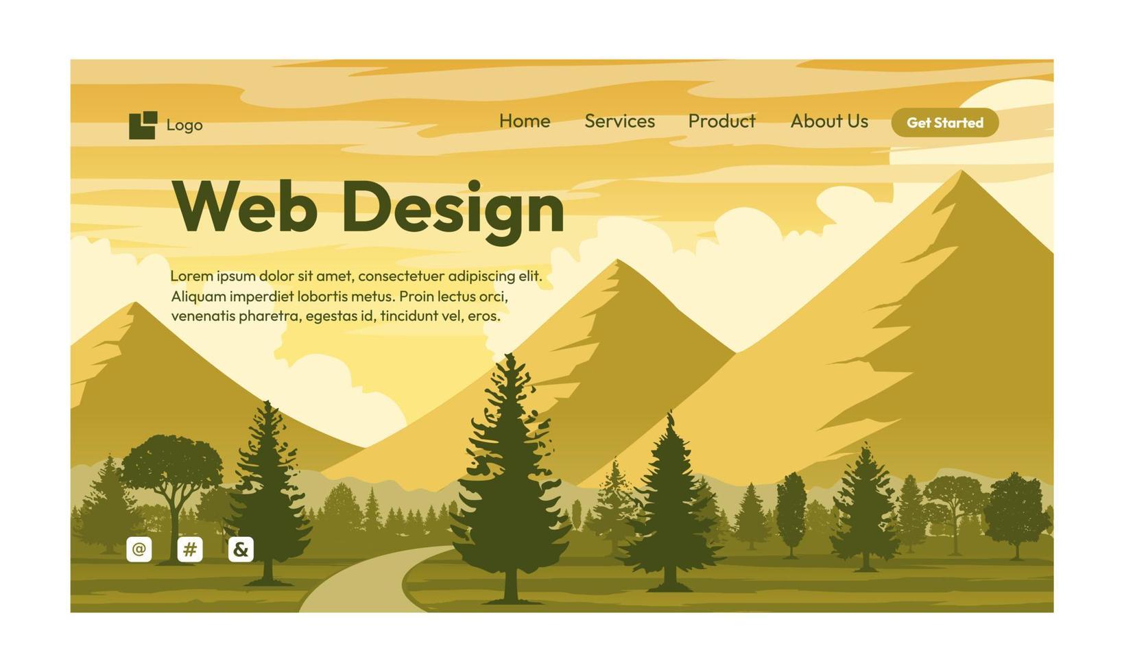 Natur Berg Vektor Illustration Landing Page