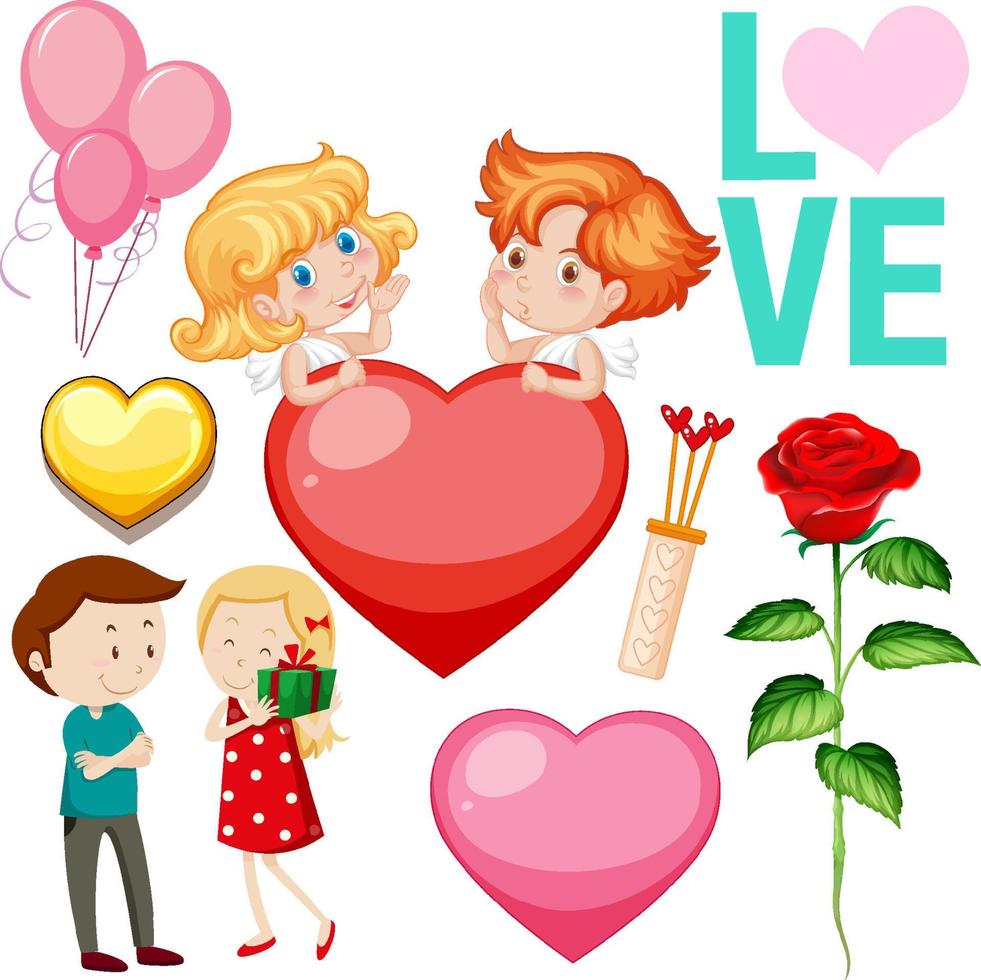 Valentinsthema mit Liebhabern und Rose vektor