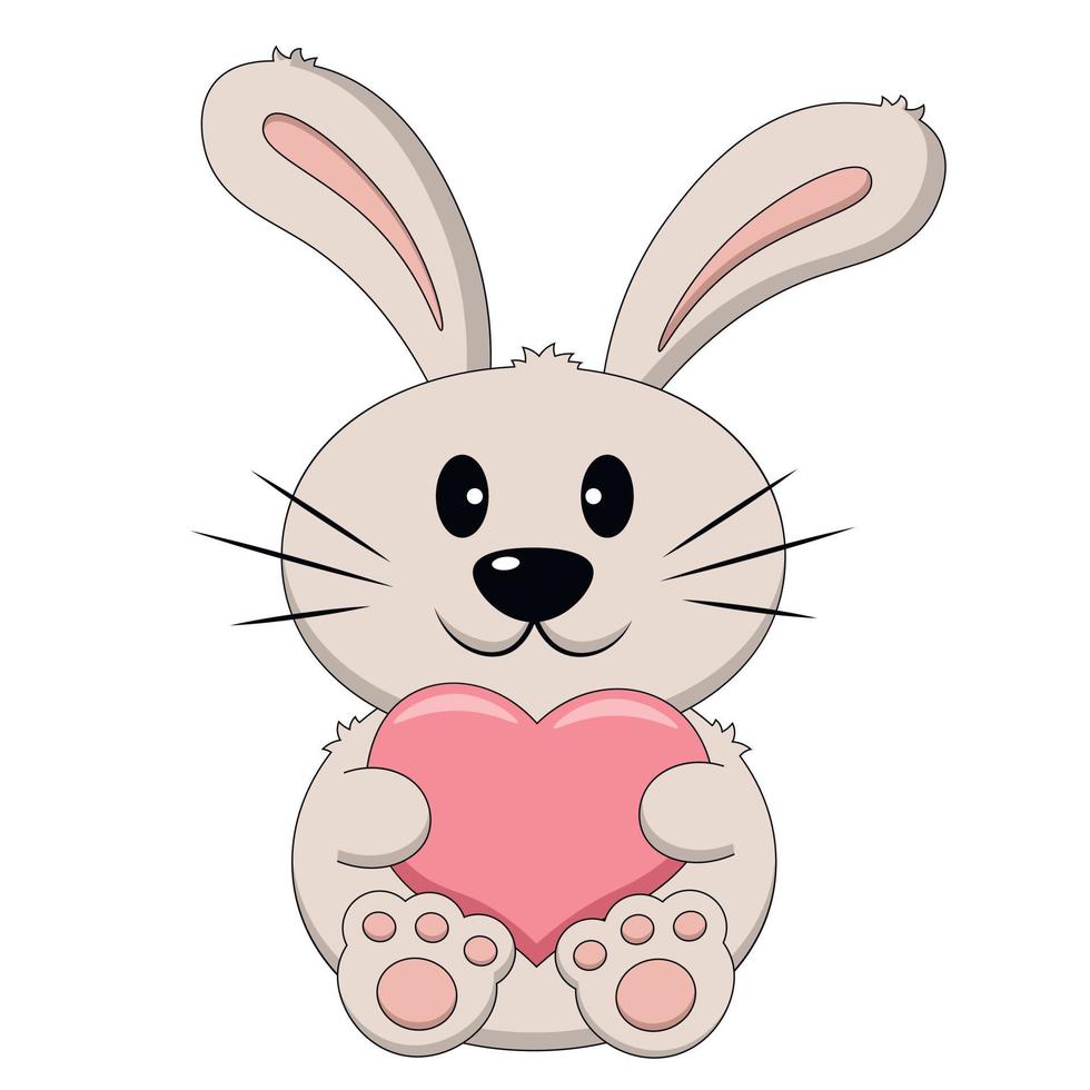 süßes Cartoon-Kaninchen mit Herz. Abbildung in Farbe zeichnen vektor
