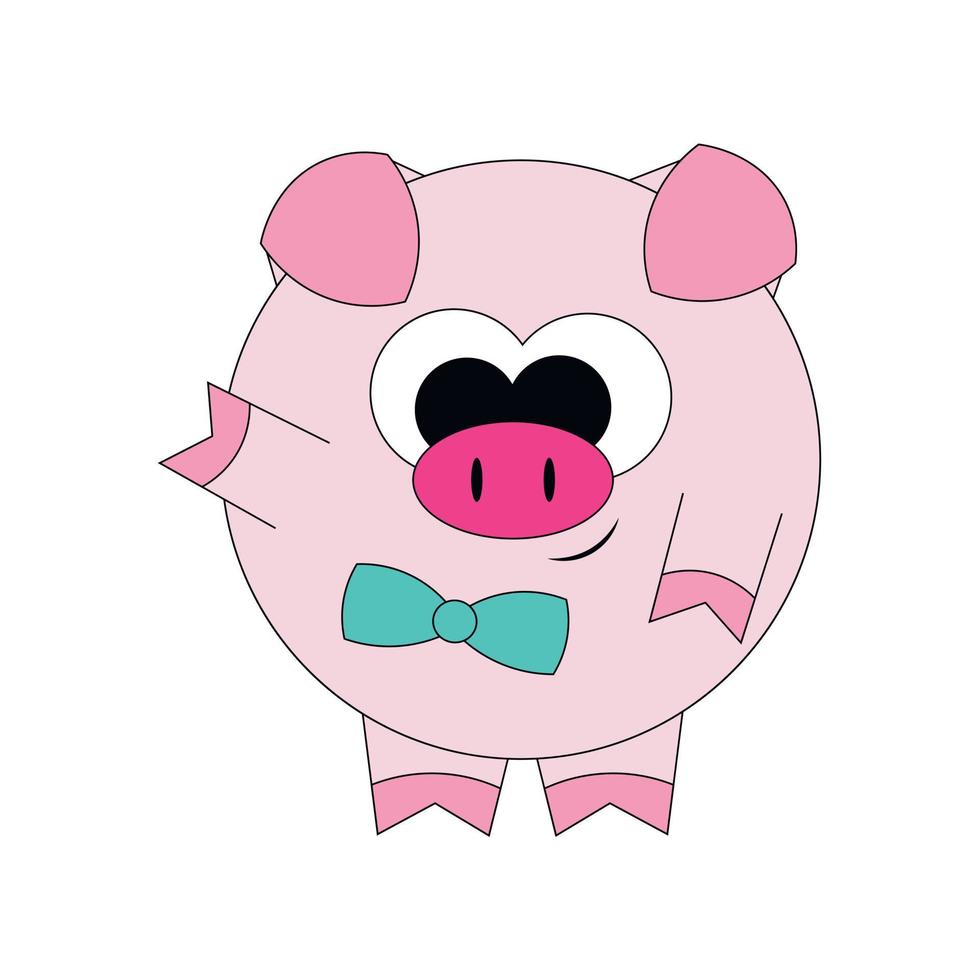 söt tecknad gris i slips. vektor
