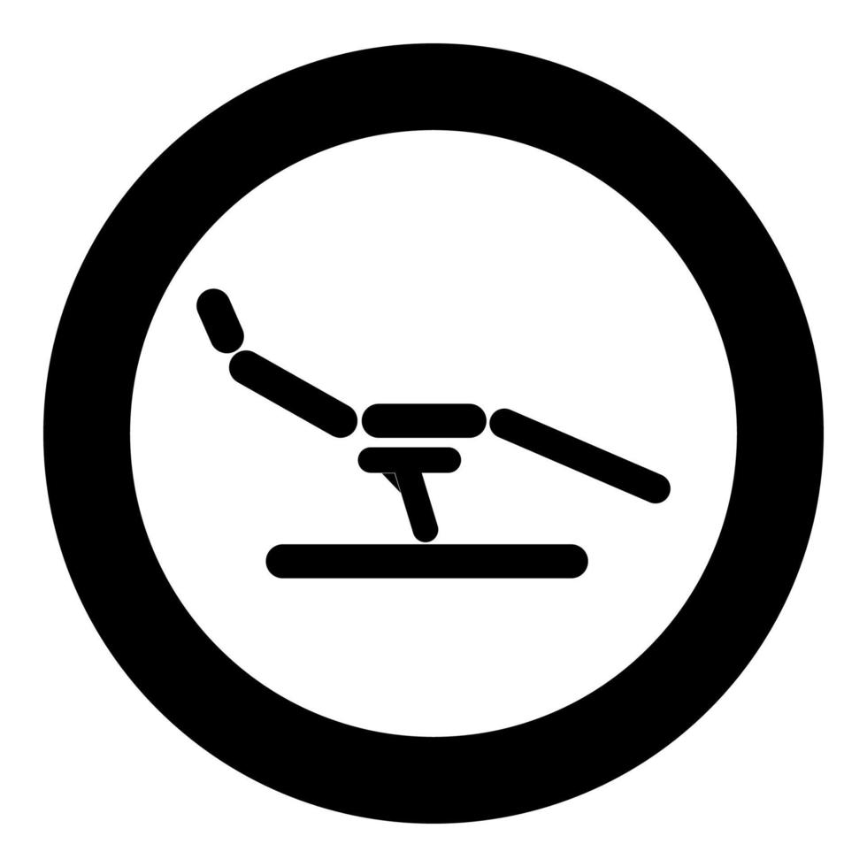 tandläkare stol ikon svart färg i cirkel eller rund vektor