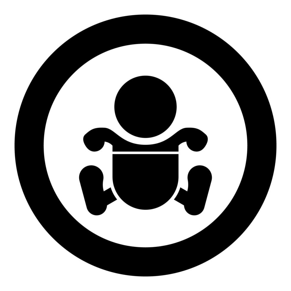 toddler pojke med blöjor svart ikon i cirkel vektor