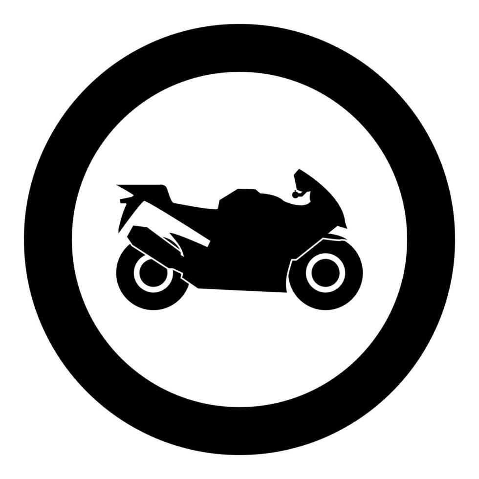 motorcykel svart ikon i cirkel vektorillustration isolerade. vektor