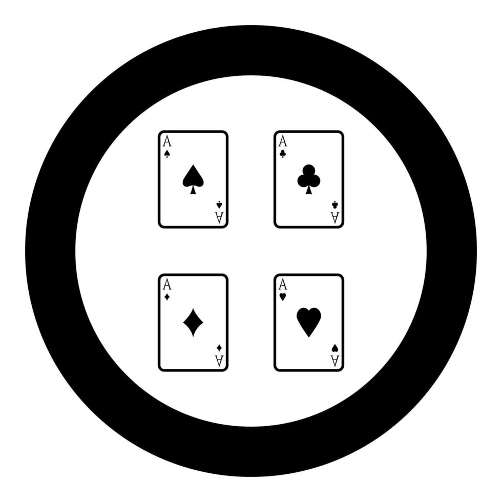 spelkort ikon svart färg i cirkel vektor