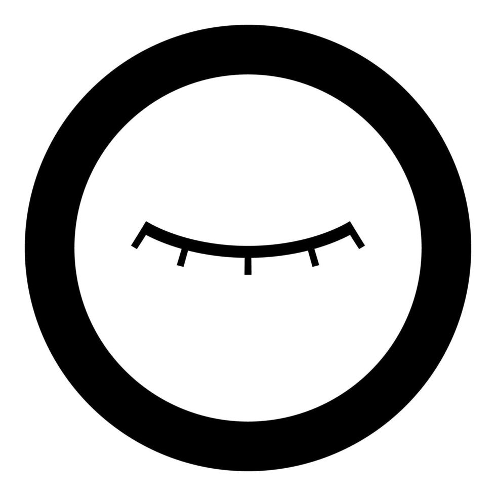 geschlossenes Augensymbol schwarze Farbe im Kreis vektor