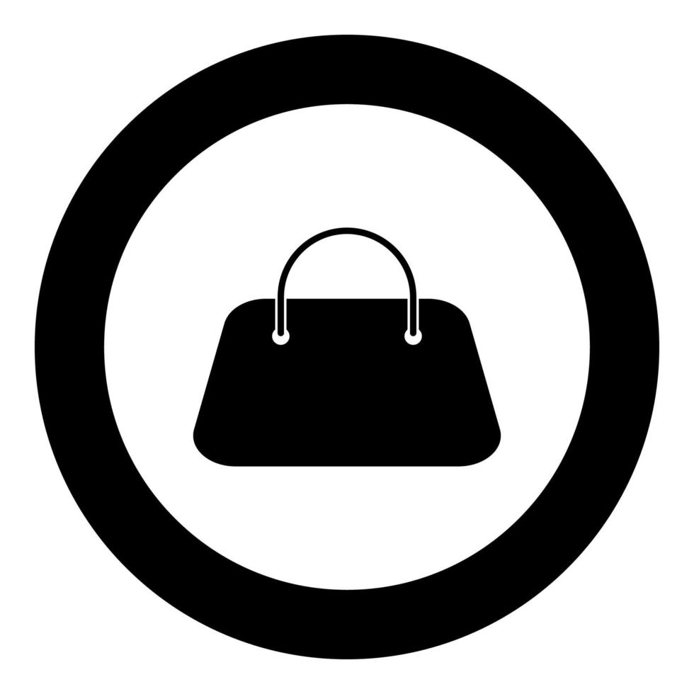 Frau Tasche Symbol Farbe Schwarz im Kreis vektor