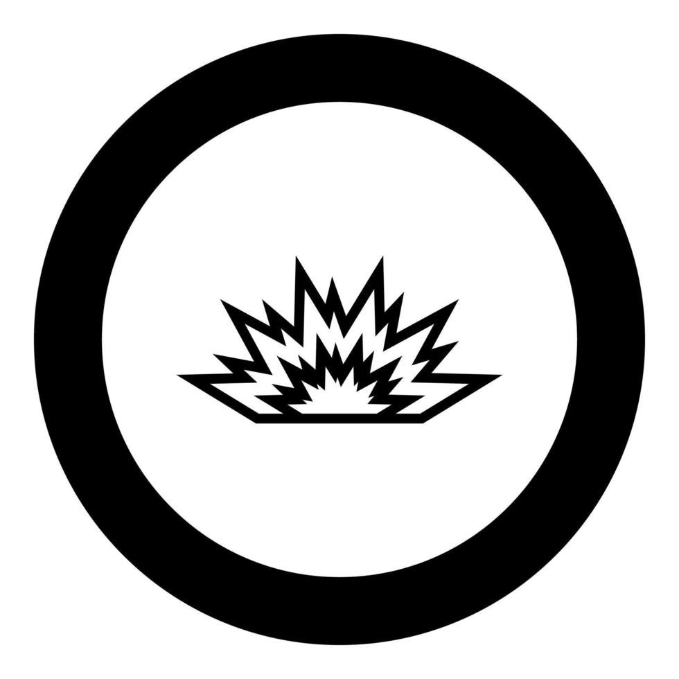 Explosion schwarzes Symbol im Kreis vektor