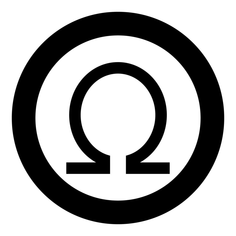 symbol omega ikon svart färg vektor illustration enkel bild