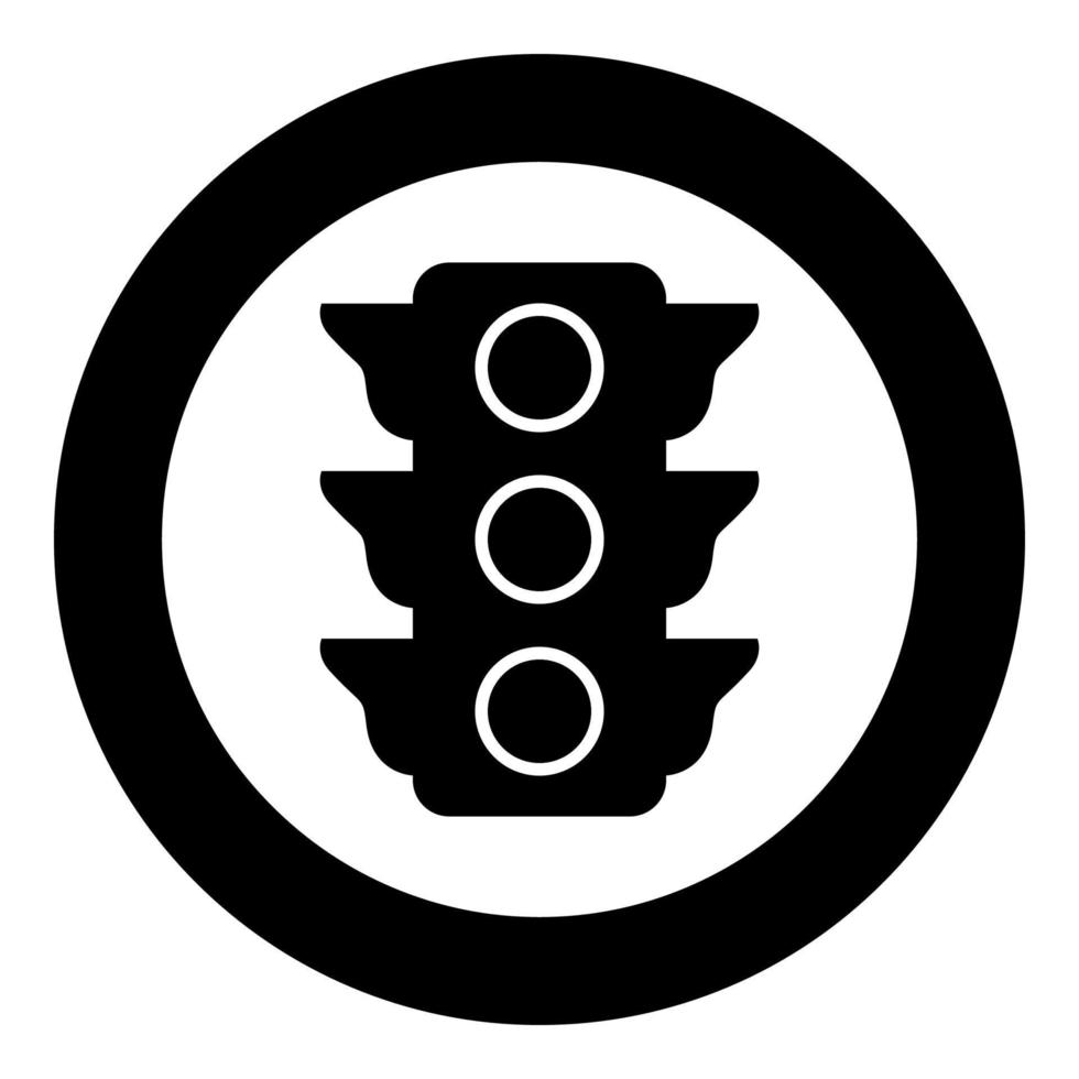 Ampelsymbol schwarze Farbe im Kreis oder rund vektor