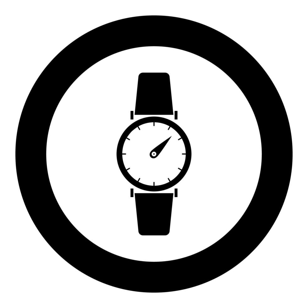 handklocka ikon svart färg i cirkel eller rund vektor