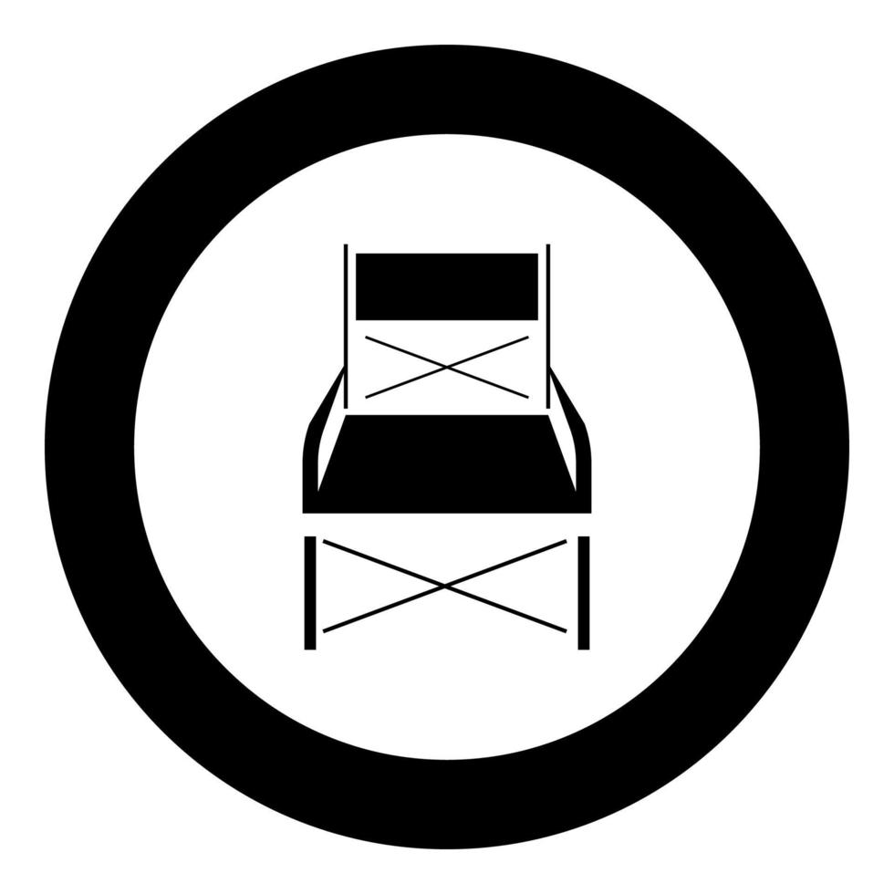 Klappstuhl schwarzes Symbol im Kreis Vector Illustration