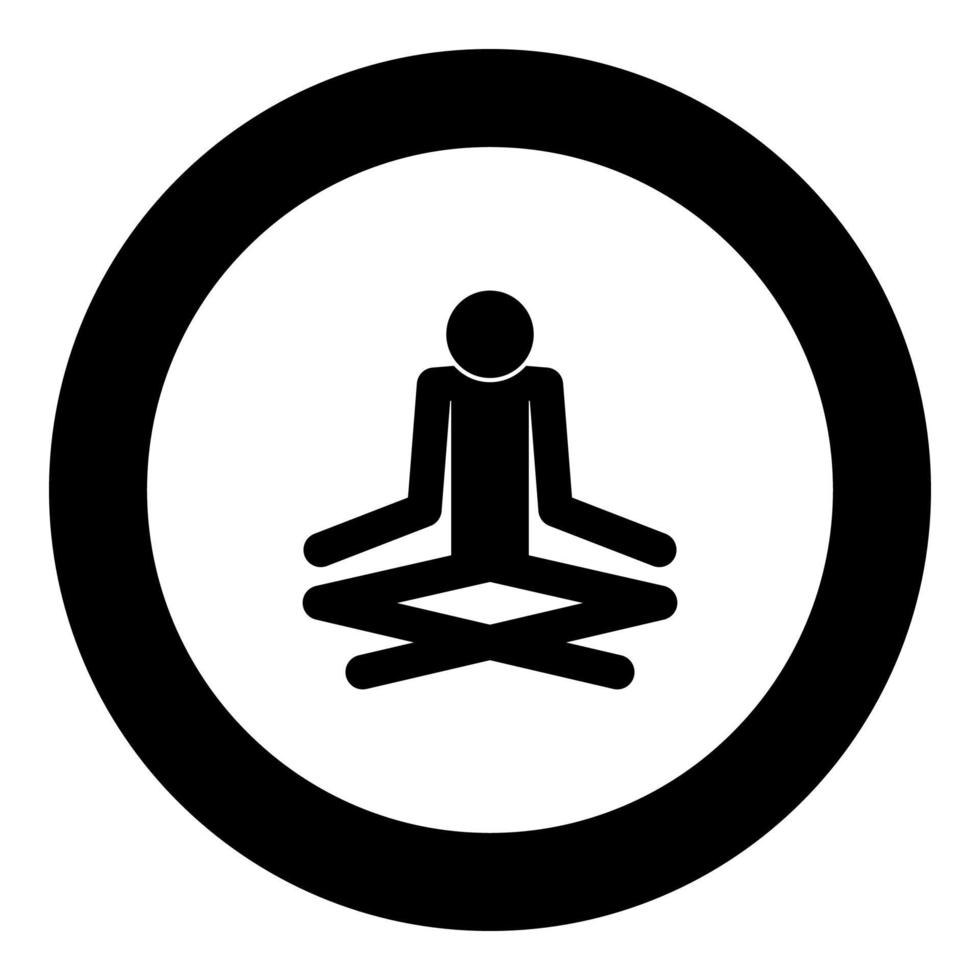 Mann Yoga Stick Symbol Farbe schwarz im Kreis vektor