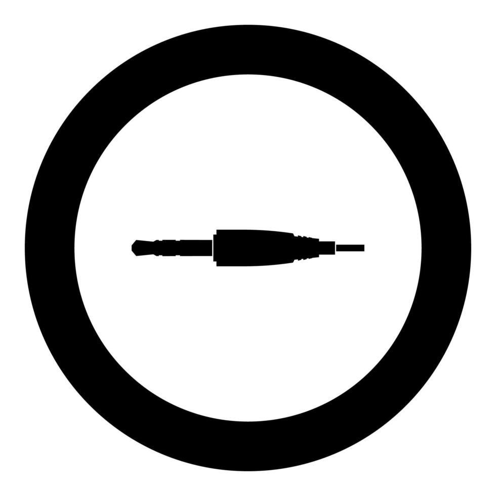 studioljudkabelkontakt eller minijackikon svart färg i cirkel vektor