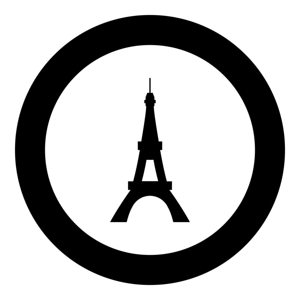 eiffelturm symbol schwarze farbe im kreis vektor