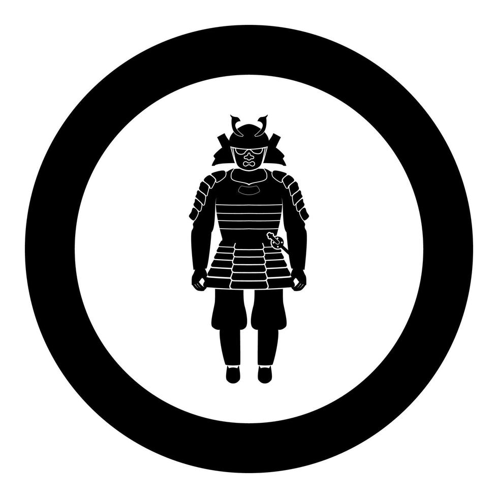 Samurai-Japan-Krieger-Symbol in runder schwarzer Farbvektorillustration vektor