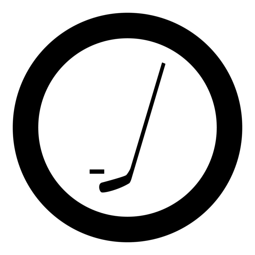 Hockeyschläger und Puck-Symbol schwarze Farbe im Kreis vektor